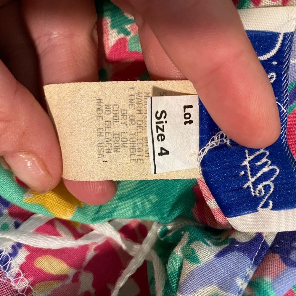 Vintage 80s Floral Button-Front Dress With Sailor Collar Size Small - Picture 9 of 10